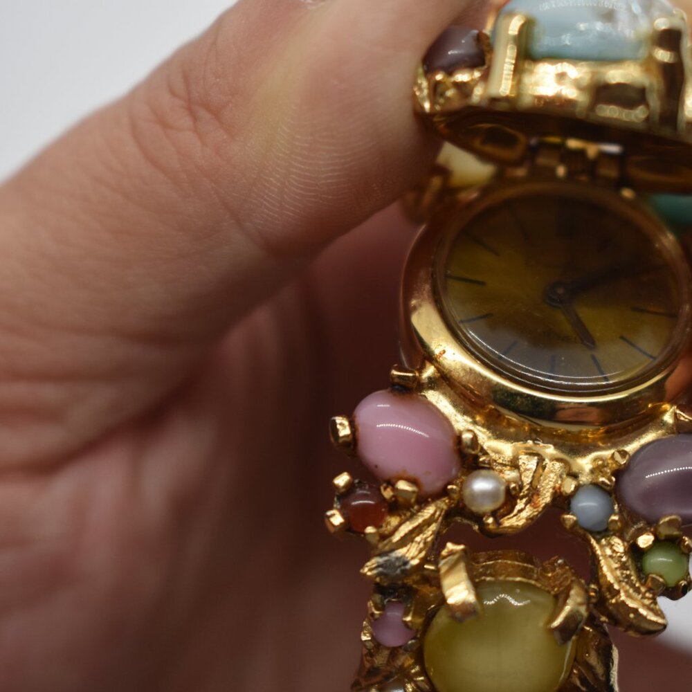 1950's Crawford Moonglow Bejeweled Watch - Picture 2 of 10